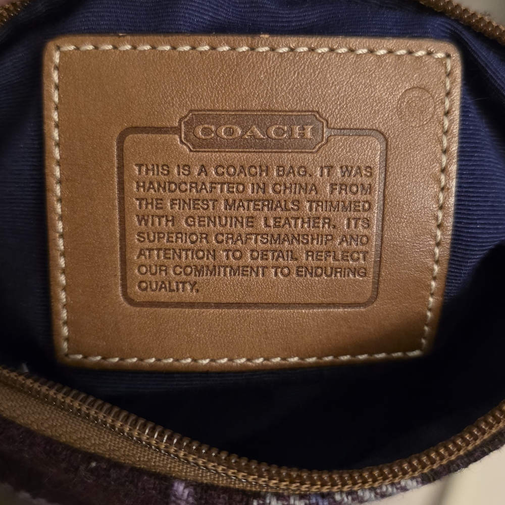 Coach Vintage Plaid Wool Wristlet with Leather Trim - Picture 3 of 4